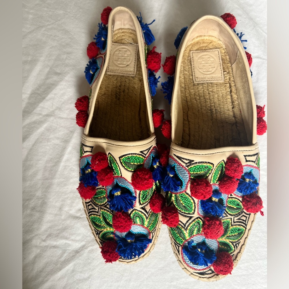 Tory Burch Ellis Pom Pom Espadrilles
